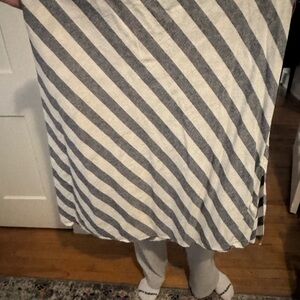 J. Crew Diagonal Striped A-Line Skirt in Gray and White- Linen